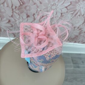 Max & Ellie Pink Angular Sinamay Aliceband Fascinator -H08