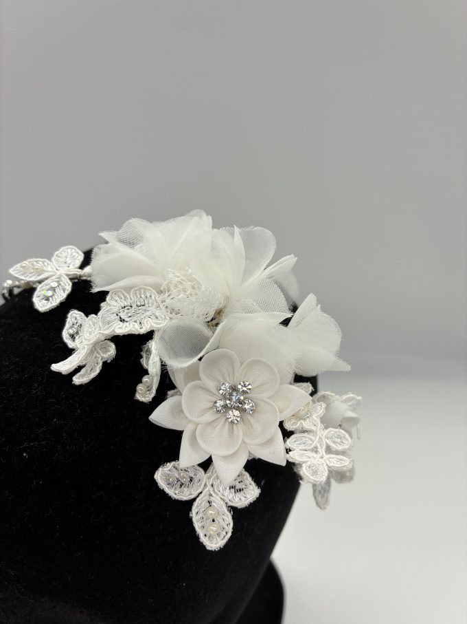 white floral BOHO side headband