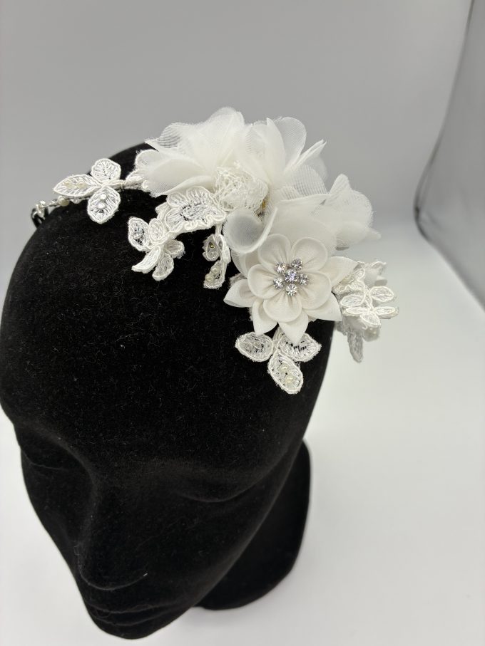 white floral BOHO side headband