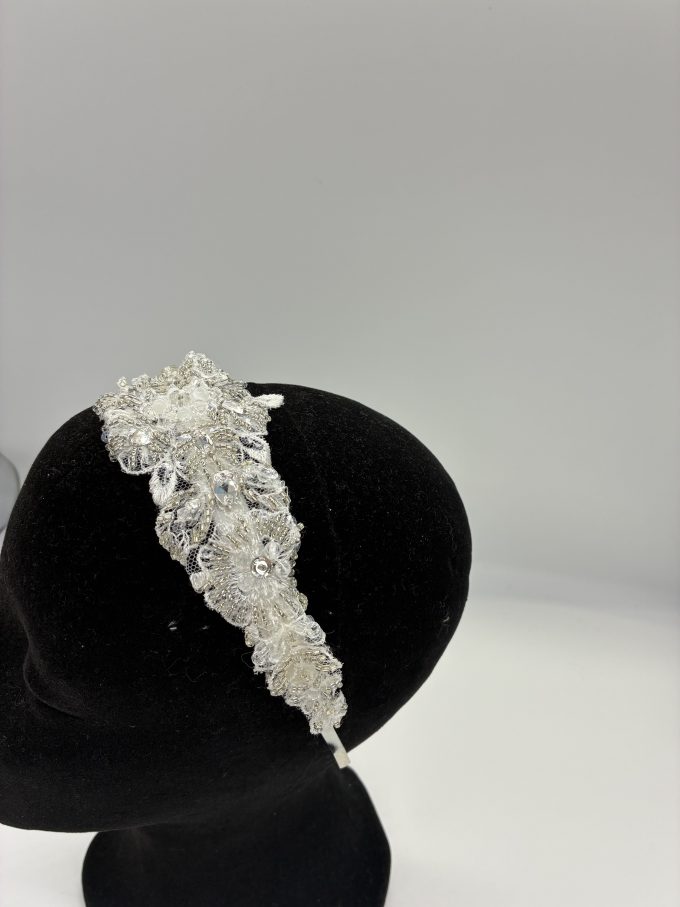 white lace BOHO style bridal headband