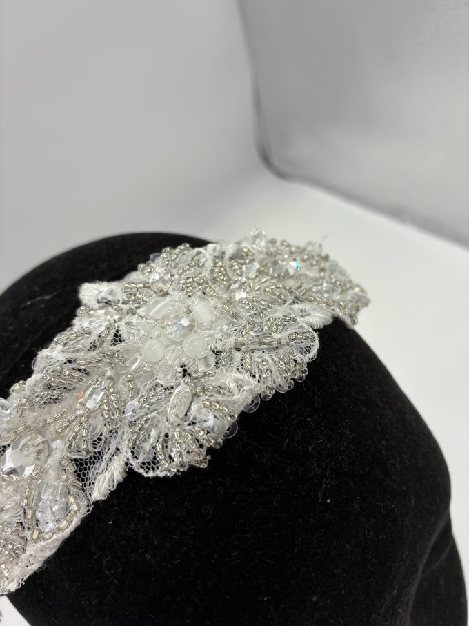 white lace BOHO style bridal headband