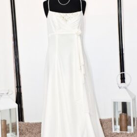 Special Day Ivory Chiffon A-Line Wedding Dress with Beaded Neckline – Size 12 – WD009
